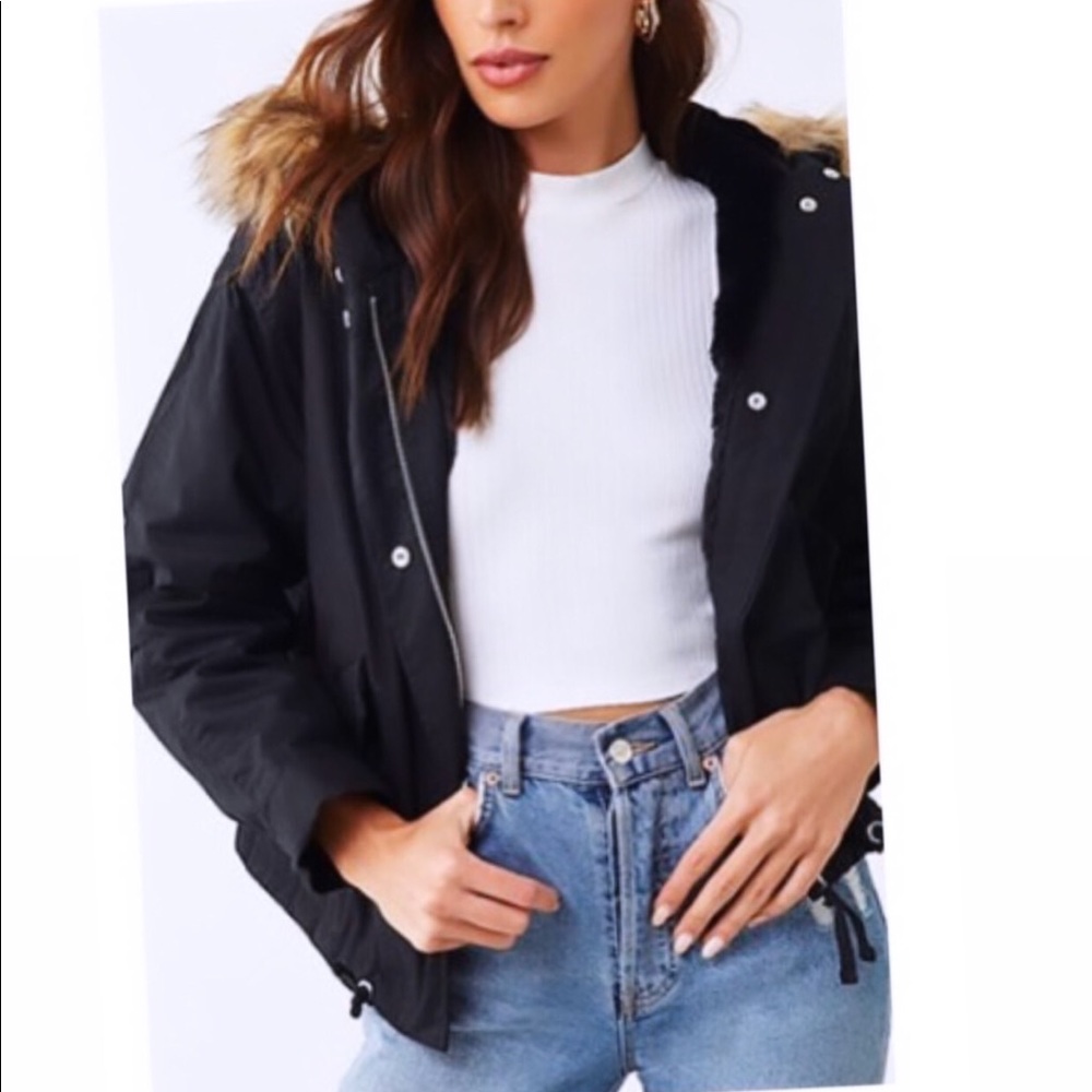 Forever 21 hooded black jacket